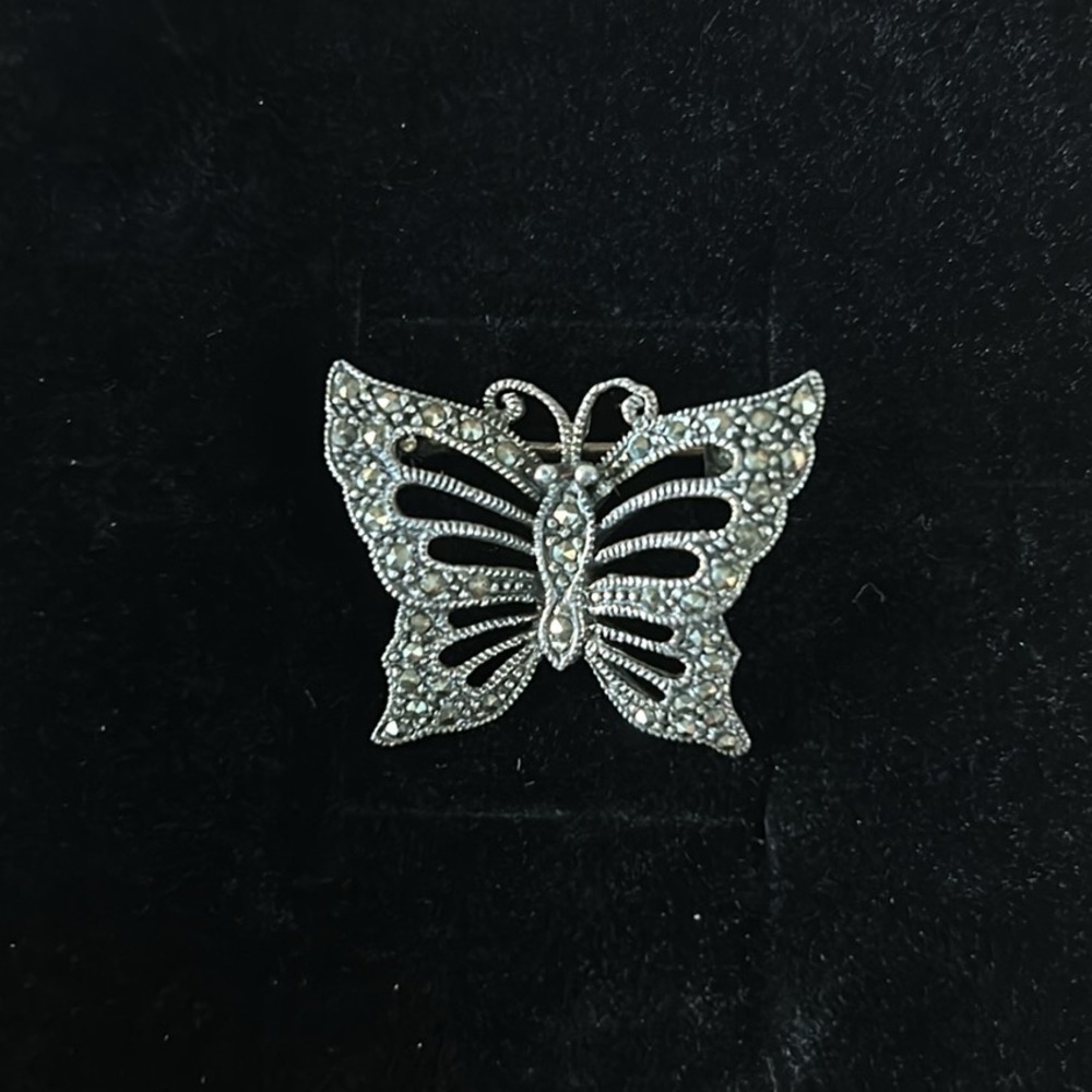 Vintage Sterling Silver Marcasites Butterfly Brooch